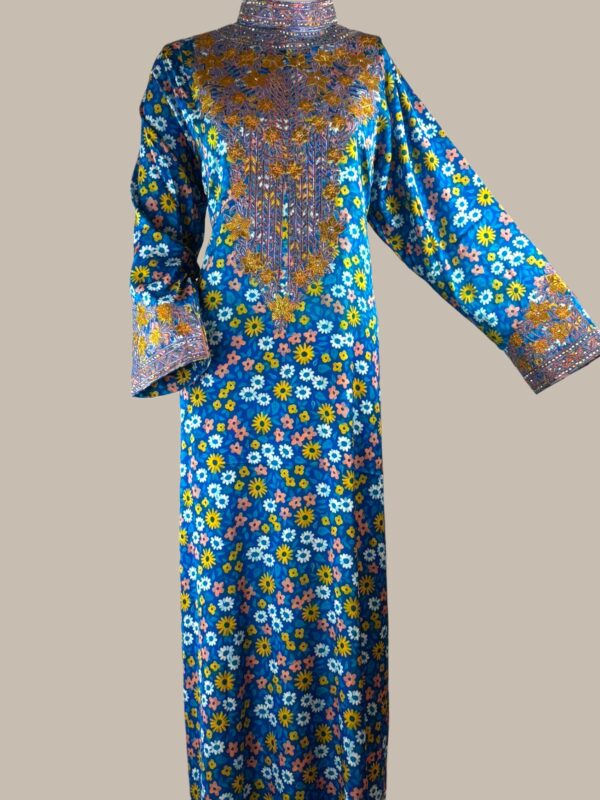 Jalabiya blauw met hoge nek