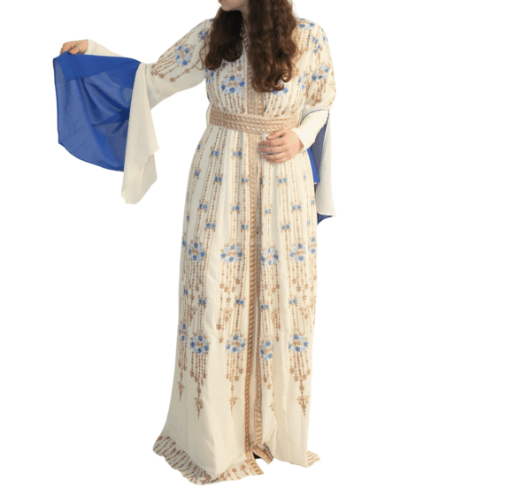 Crèmekleurige kaftan met wijde mouwen
